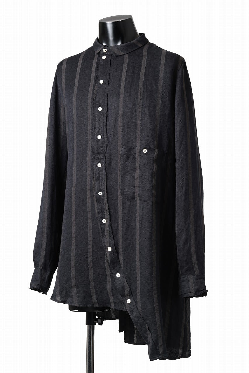 画像をギャラリービューアに読み込む, Aleksandr Manamis BIAS COLLAR STRIPE SHIRT (BLACK)