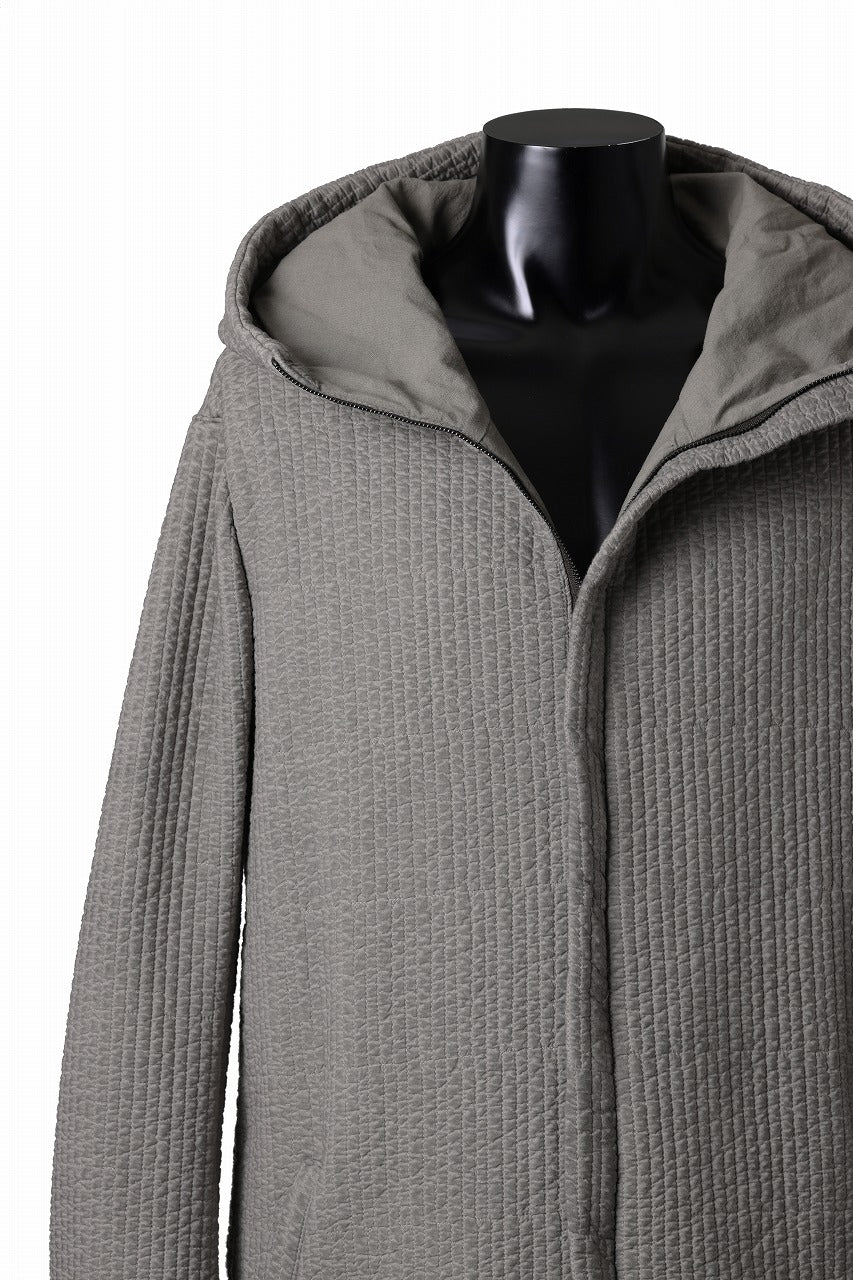 daub HOODIE LONG PARKA / DYEING PADDED FABRIC (GREY)