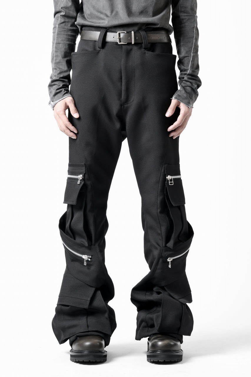 画像をギャラリービューアに読み込む, A.F ARTEFACT CARGO FLARE BAGGY PANTS / LUXE-TWILL (BLACK)