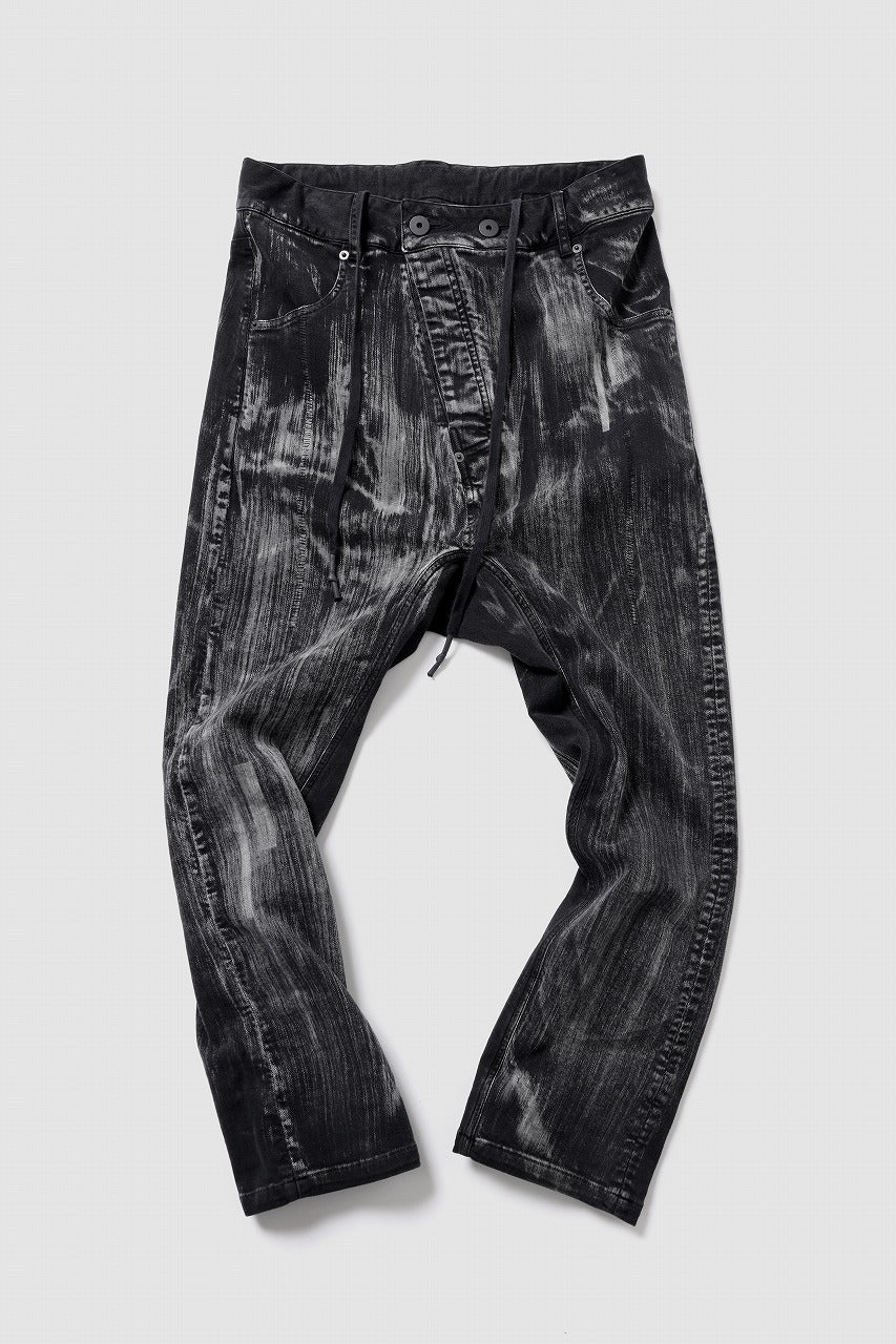 11 BY BORIS BIDJAN SABERI LOW CROTCH BAGGY PANTS / OBJECT DYED & USED EFFECT "P4C-F1481" (BLACK)