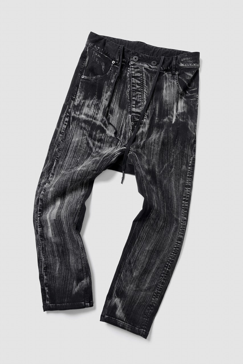 11 BY BORIS BIDJAN SABERI LOW CROTCH BAGGY PANTS / OBJECT DYED & USED EFFECT "P4C-F1481" (BLACK)