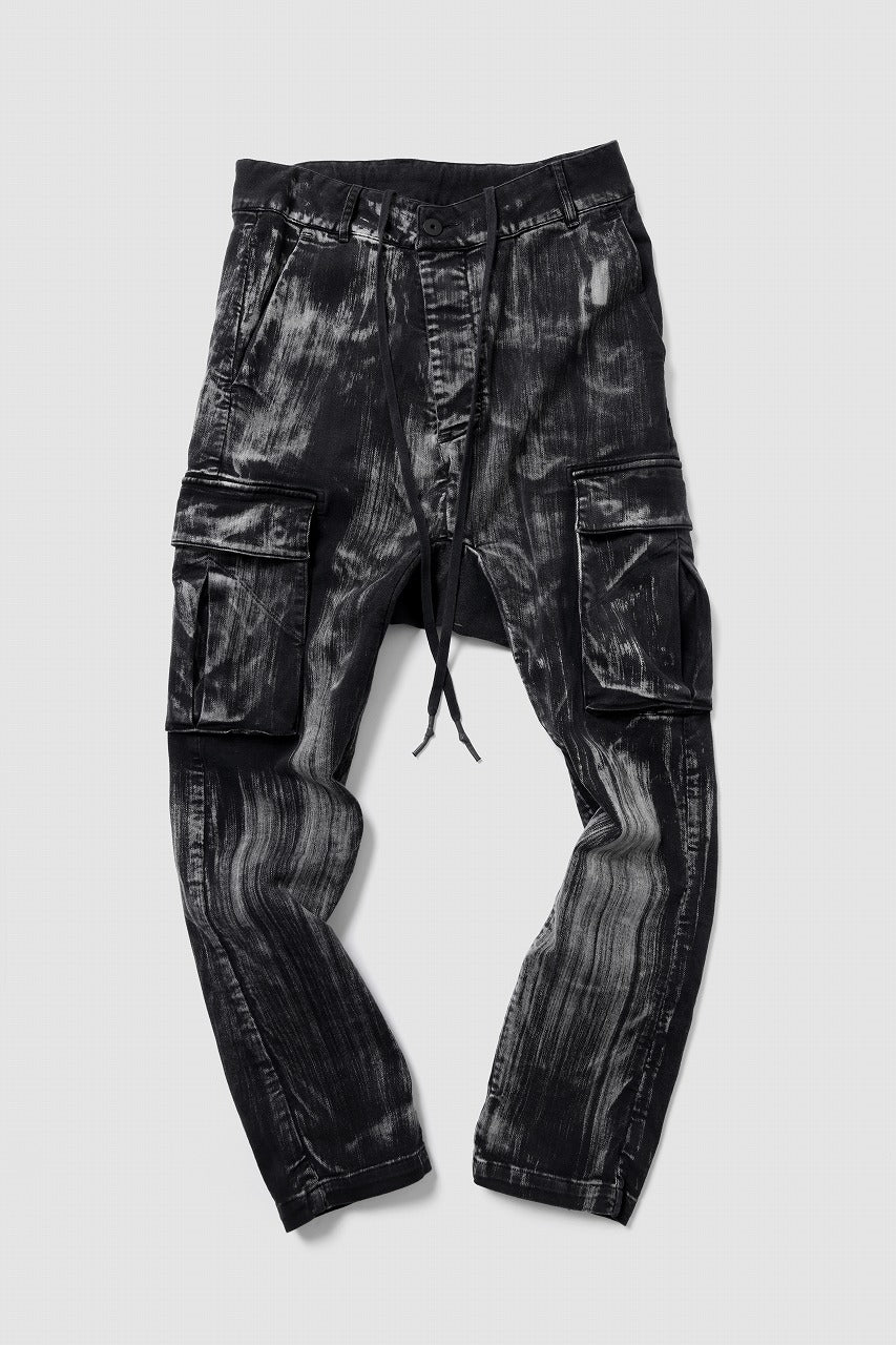 11 BY BORIS BIDJAN SABERI CARGO POCKET PANTS / OBJECT DYED & USED EFFECT "P21B-F1481" (BLACK)