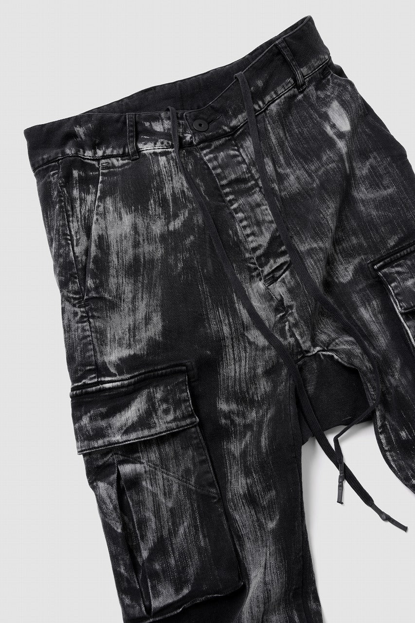 11 BY BORIS BIDJAN SABERI CARGO POCKET PANTS / OBJECT DYED & USED EFFECT "P21B-F1481" (BLACK)