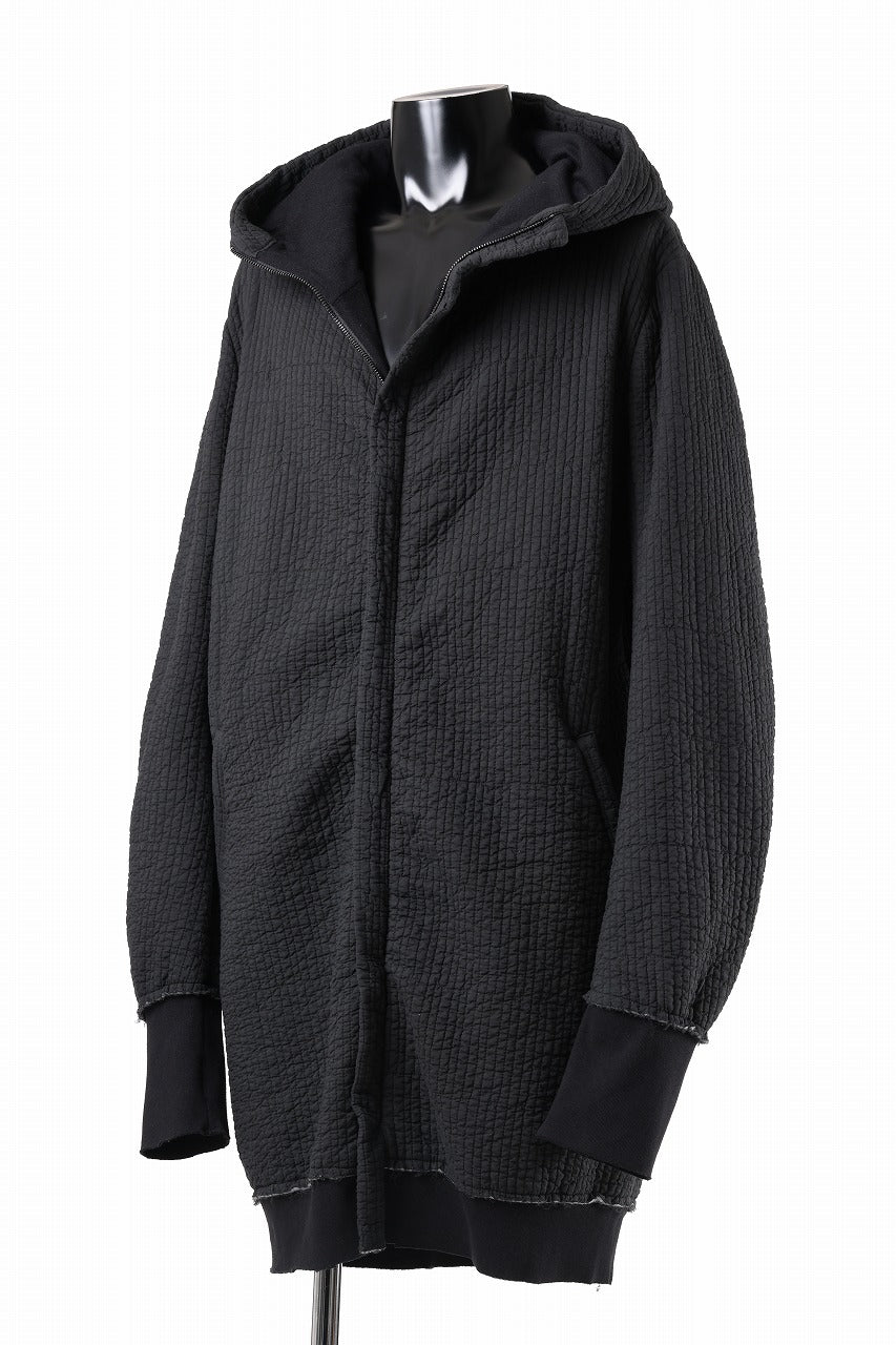 daub HOODIE LONG PARKA / DYEING PADDED FABRIC (BLACK)