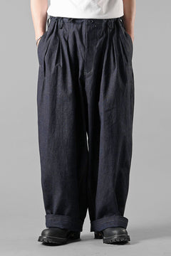 Load image into Gallery viewer, Y's for men INK-DYED HOUNDSTOOTH 12 TUCKS PANTS (BLUE)