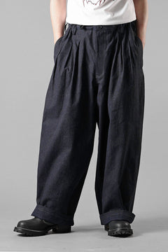 Load image into Gallery viewer, Y's for men INK-DYED HOUNDSTOOTH 12 TUCKS PANTS (BLUE)