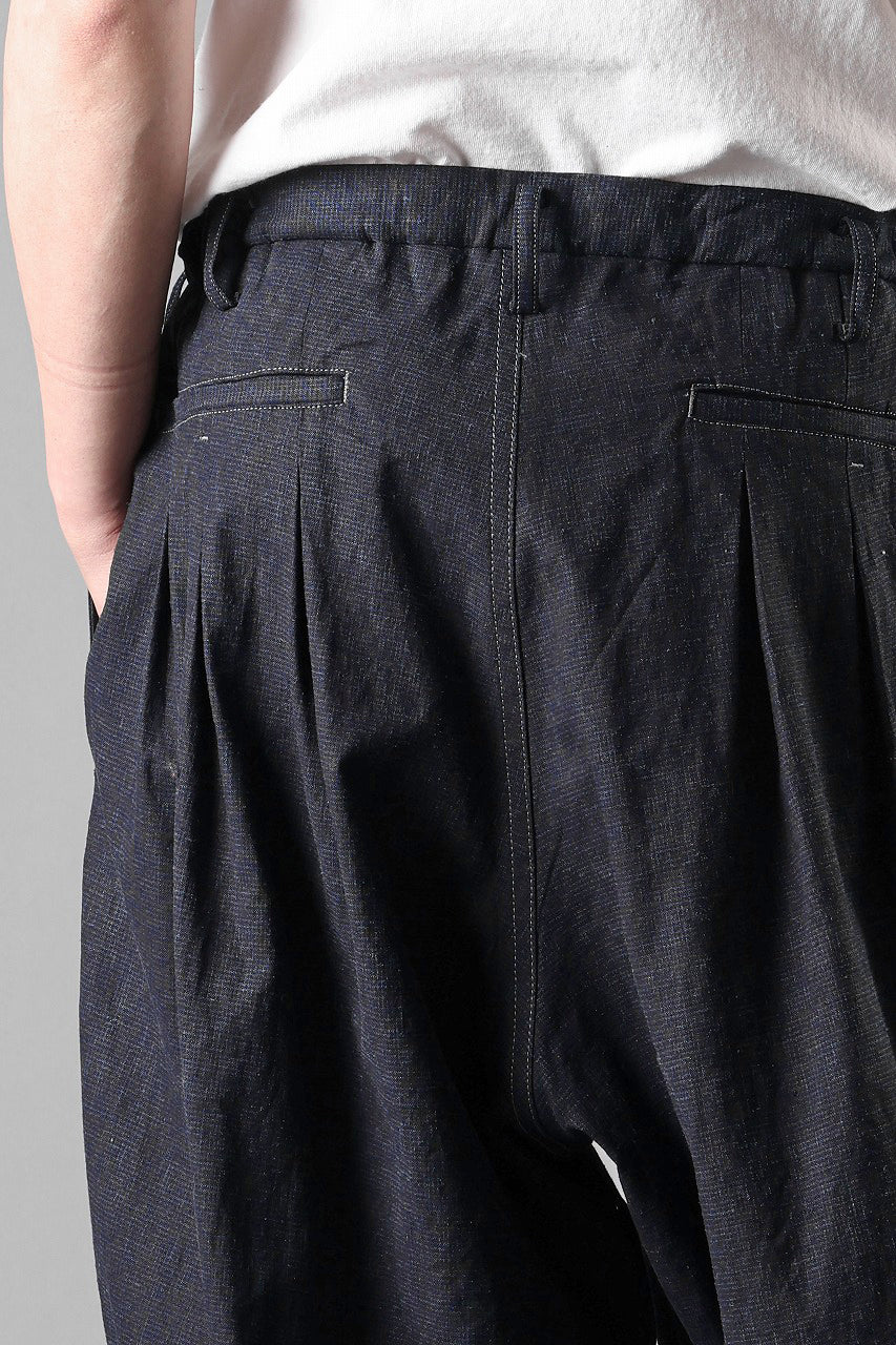 Load image into Gallery viewer, Y's for men INK-DYED HOUNDSTOOTH 12 TUCKS PANTS (BLUE)