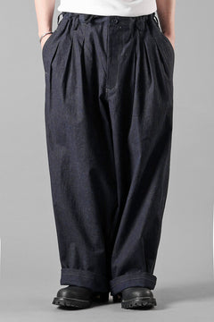 Load image into Gallery viewer, Y's for men INK-DYED HOUNDSTOOTH 12 TUCKS PANTS (BLUE)