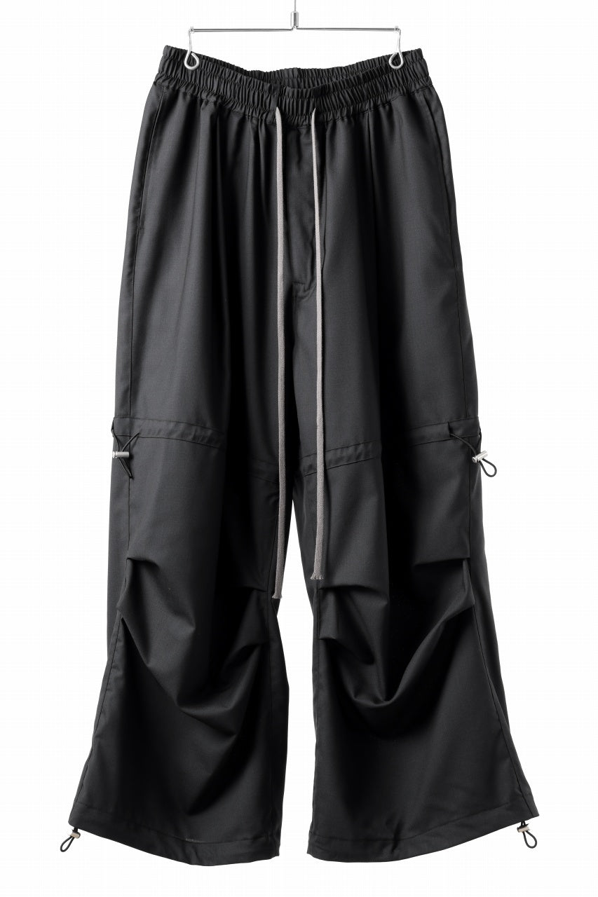 A.F ARTEFACT STRING-SQUEEZING WIDE PANTS / TROPICAL WOOL (BLACK)