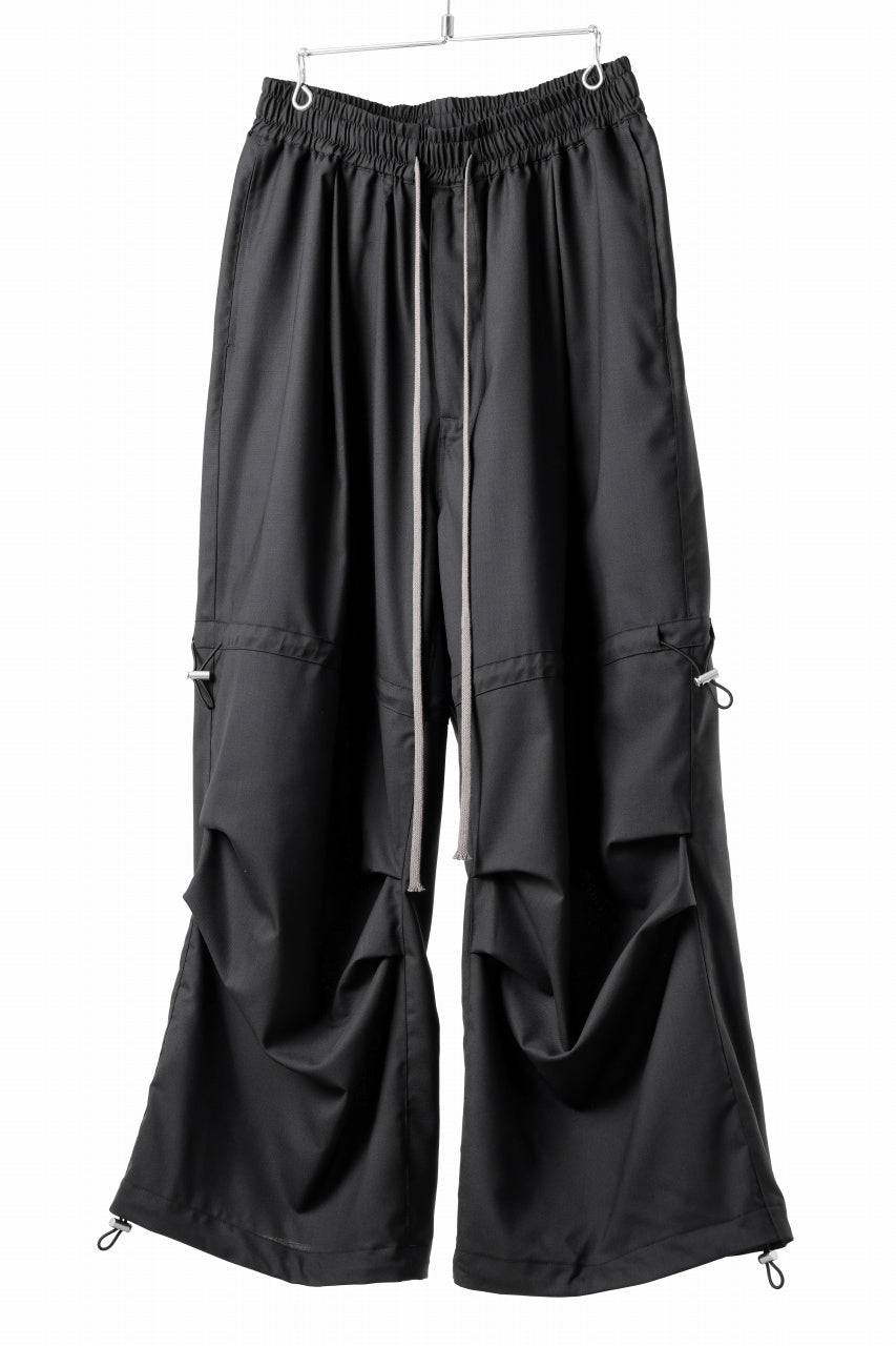 A.F ARTEFACT STRING-SQUEEZING WIDE PANTS / TROPICAL WOOL (BLACK)