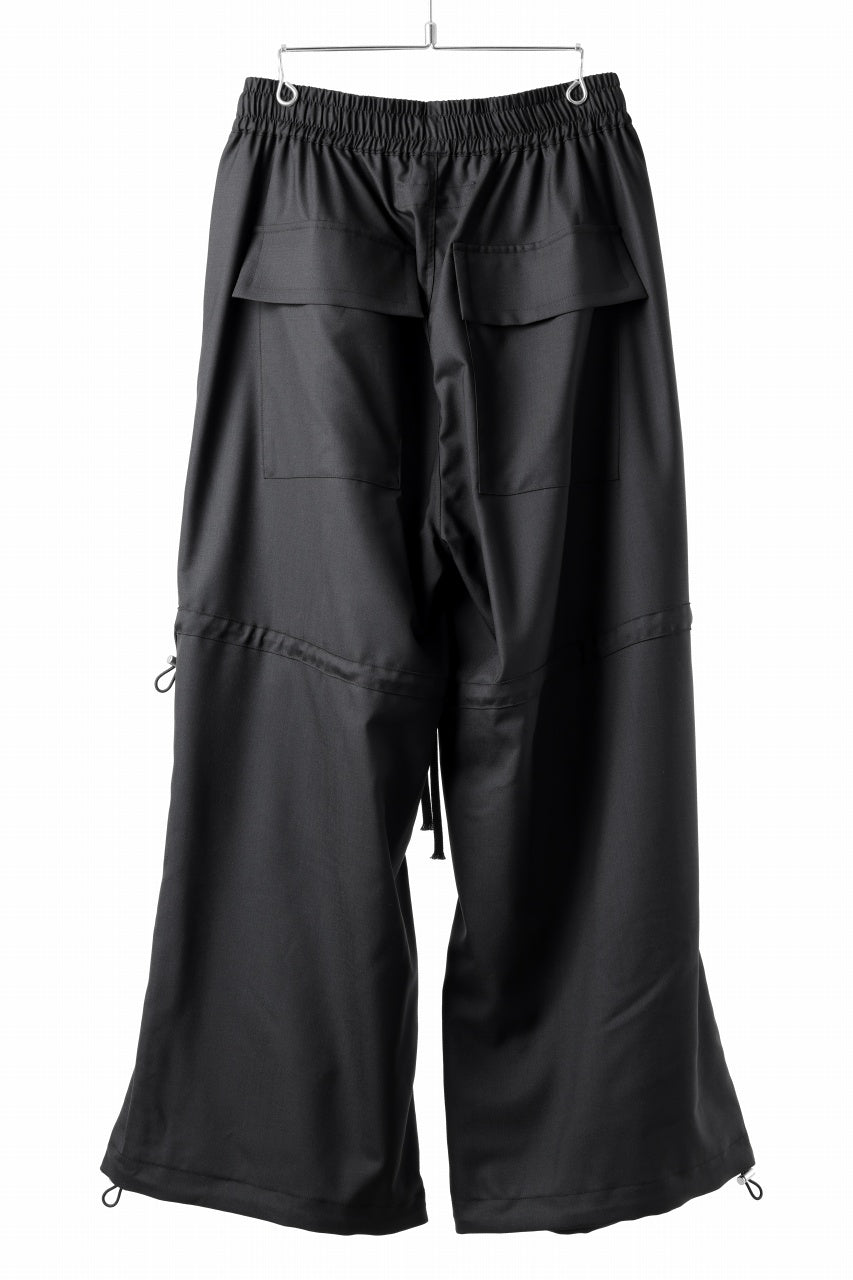 A.F ARTEFACT STRING-SQUEEZING WIDE PANTS / TROPICAL WOOL (BLACK)