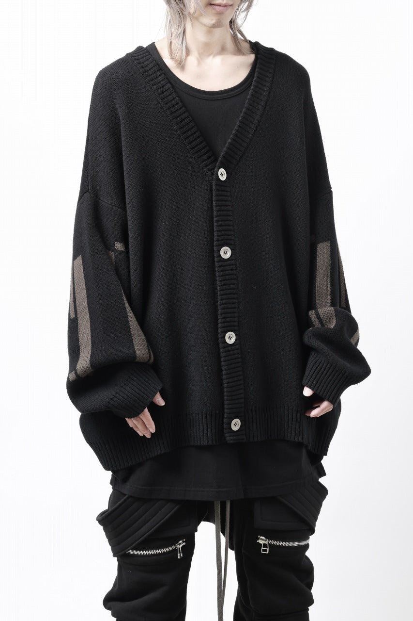 A.F ARTEFACT GEO PATTERN COTTON KNIT CARDIGAN /  (BLACK x BROWN)