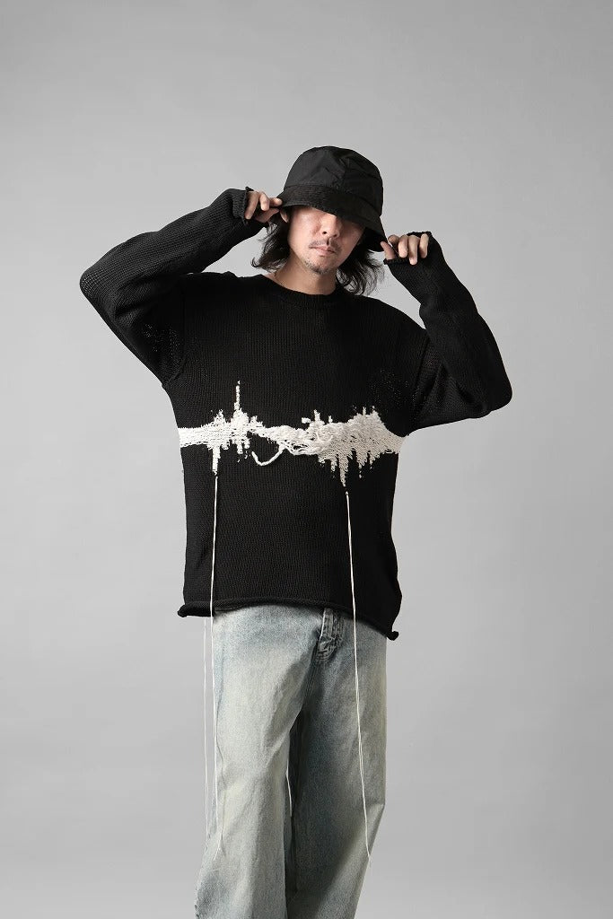 画像をギャラリービューアに読み込む, ISABEL BENENATO Intarsia Knit Crew Neck Sweater (BLACK)