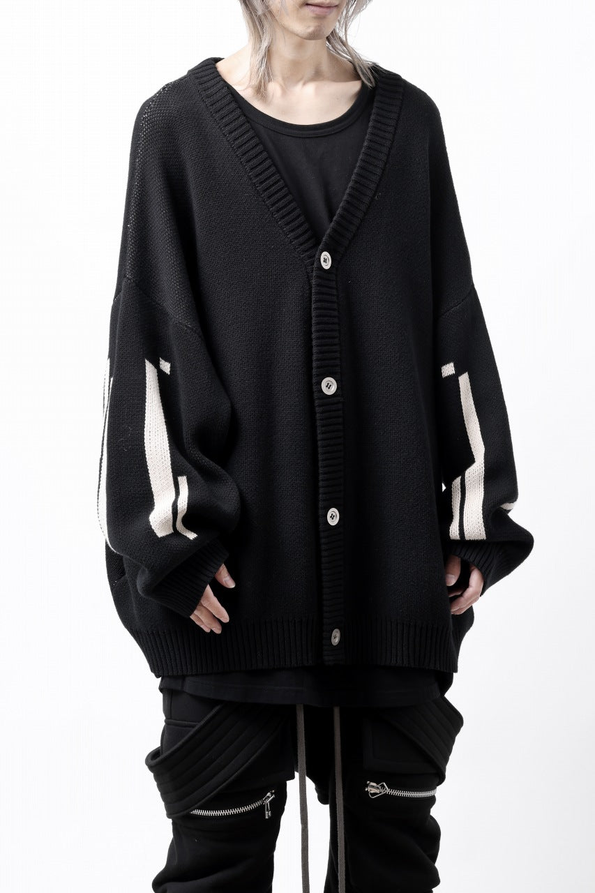 A.F ARTEFACT GEO PATTERN COTTON KNIT CARDIGAN /  (BLACK x IVORY)