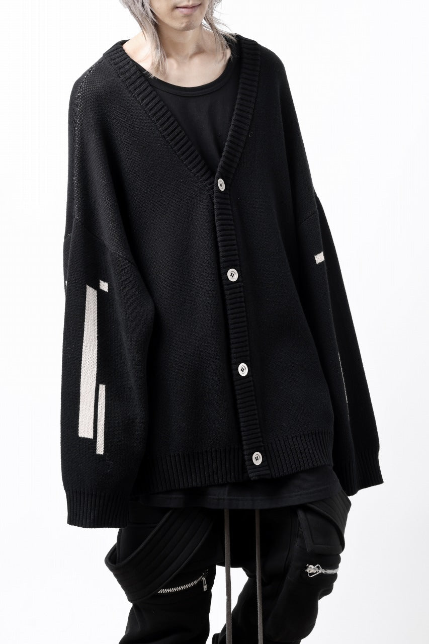 A.F ARTEFACT GEO PATTERN COTTON KNIT CARDIGAN /  (BLACK x IVORY)