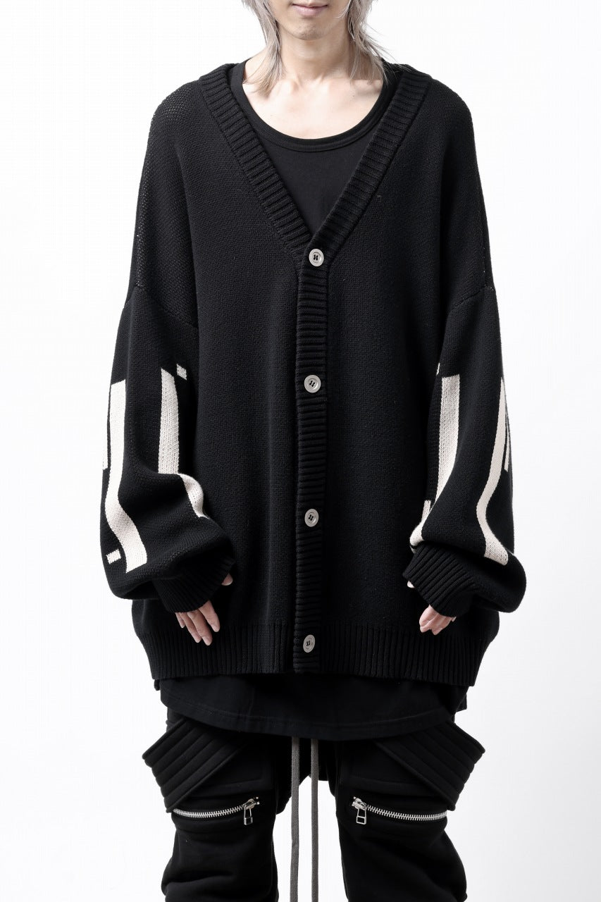 A.F ARTEFACT GEO PATTERN COTTON KNIT CARDIGAN /  (BLACK x IVORY)