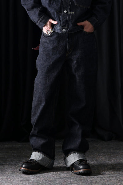 FULLCOUNT 0107W MONROE Wide Straight Jeans / 13.7oz Zimbabwe Selvedge Denim (INDIGO BLUE / ONE WASHED)