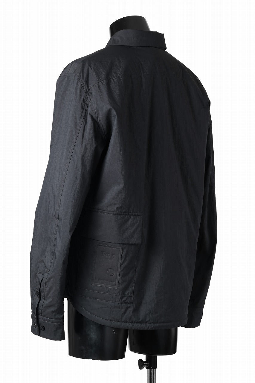 Ten c PADDED SHIRT / PIECE DYED COTTON/NYLON POPLIN (BLACK)