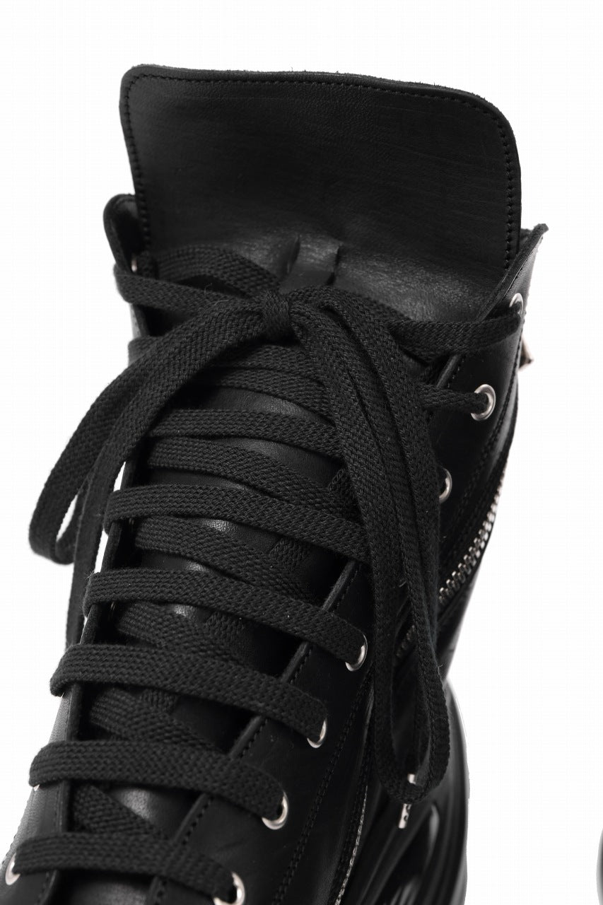 A.F ARTEFACT x Portaille LACE & BIAS ZIP ALEXANDER BOOTS / WAXED HORSE LEAHER (ALL BLACK)