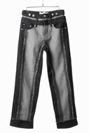 Feng Chen Wang RAW EDGE PATCHWORK TROUSERS (BLACK)