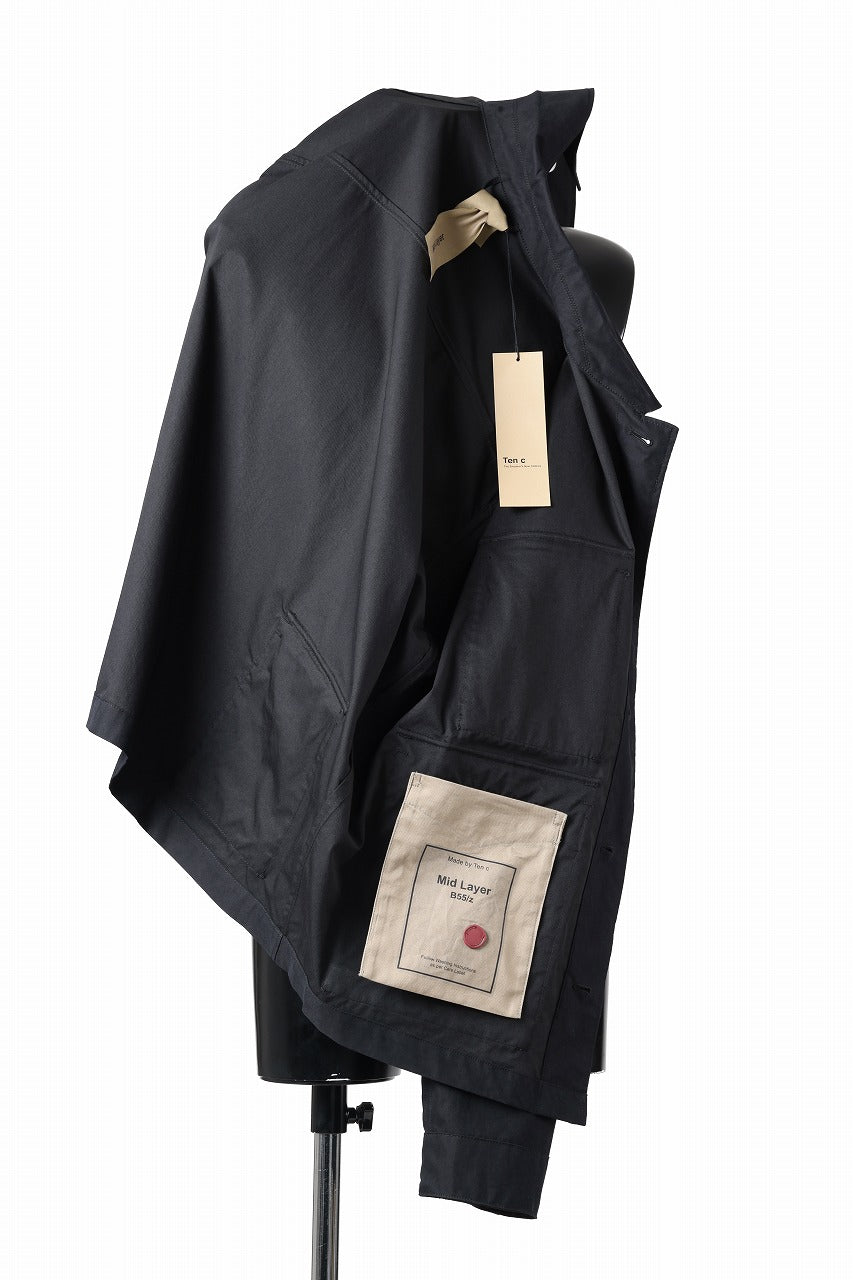 Ten c MIDLAYER FIELD JACKET / PIECE DYED CONYPE MICRO-FIBER (BLACK)