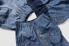 Load image into Gallery viewer, CHANGES LOOSEY REMAKE PANTS  / MADE BY VTG Wrangler SHIRT (INDIGO #A)