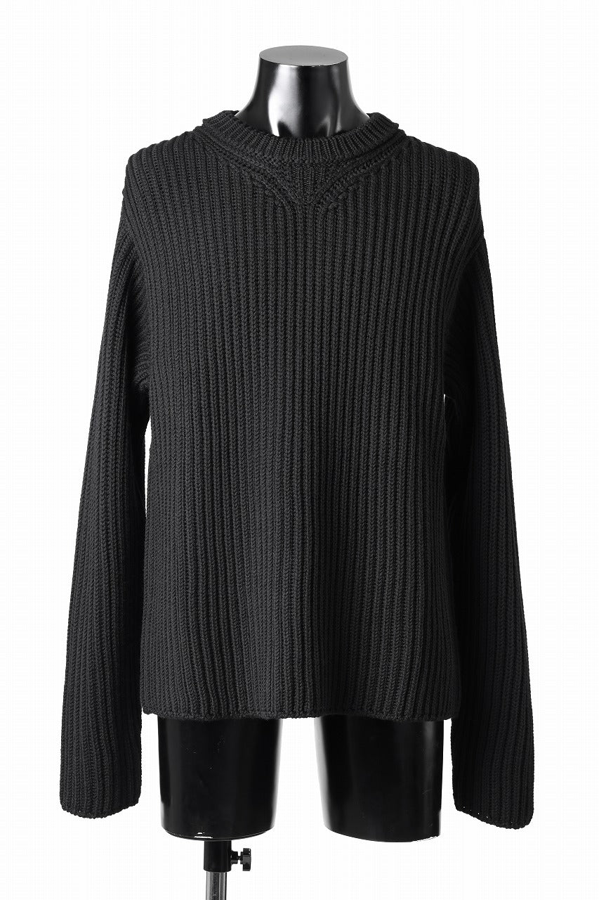 Ten c RIB SWEATER / MERINO WOOL EXTRA FINE (BLACK)