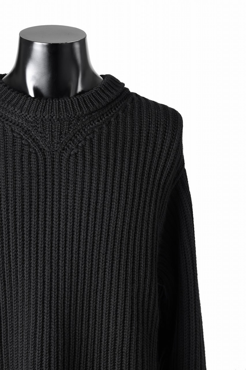 Load image into Gallery viewer, Ten c RIB SWEATER / MERINO WOOL EXTRA FINE (BLACK)