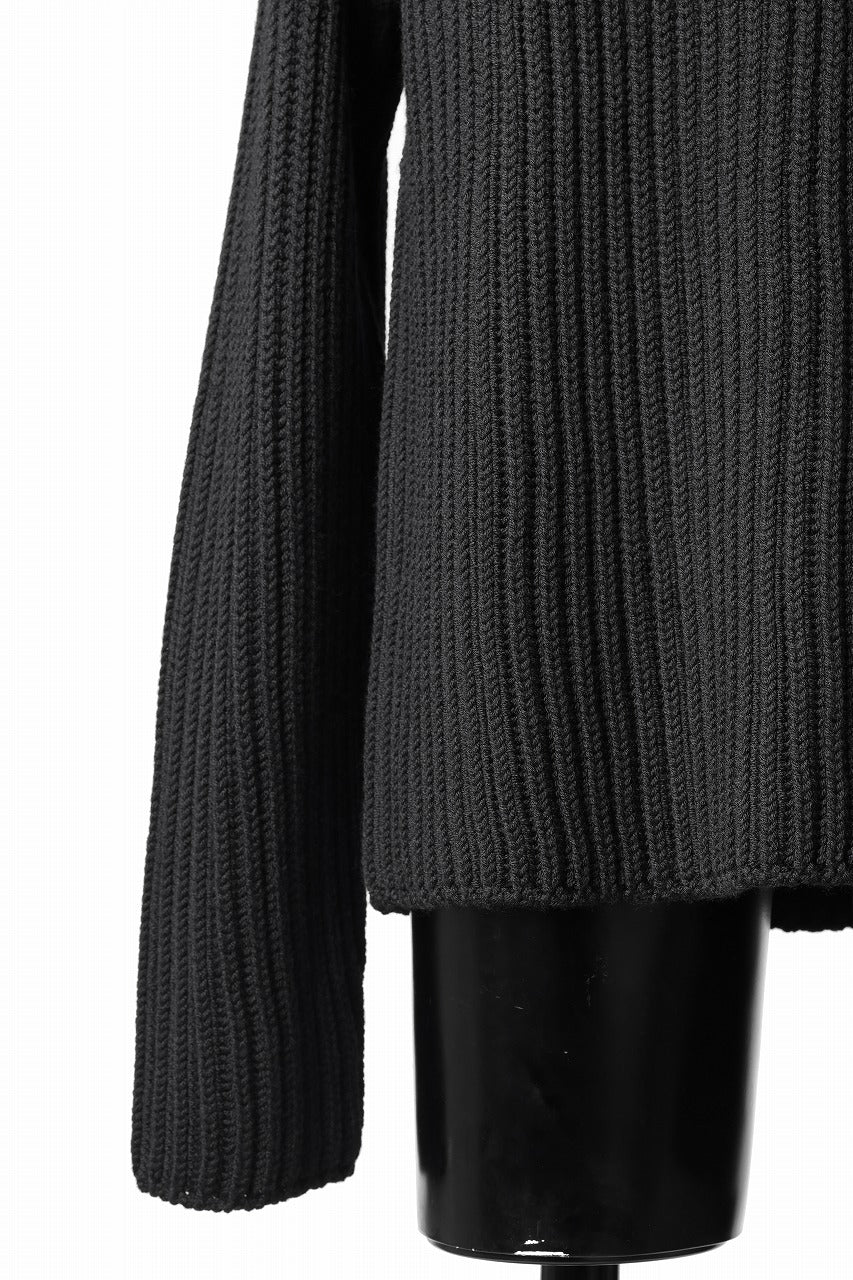 Load image into Gallery viewer, Ten c RIB SWEATER / MERINO WOOL EXTRA FINE (BLACK)