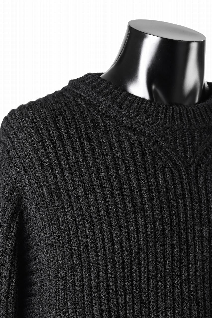 Load image into Gallery viewer, Ten c RIB SWEATER / MERINO WOOL EXTRA FINE (BLACK)