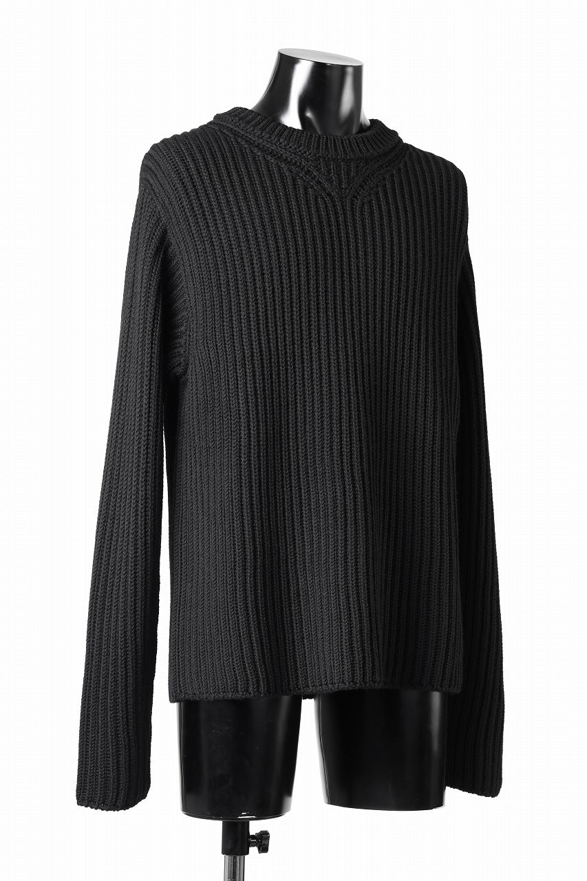 Load image into Gallery viewer, Ten c RIB SWEATER / MERINO WOOL EXTRA FINE (BLACK)