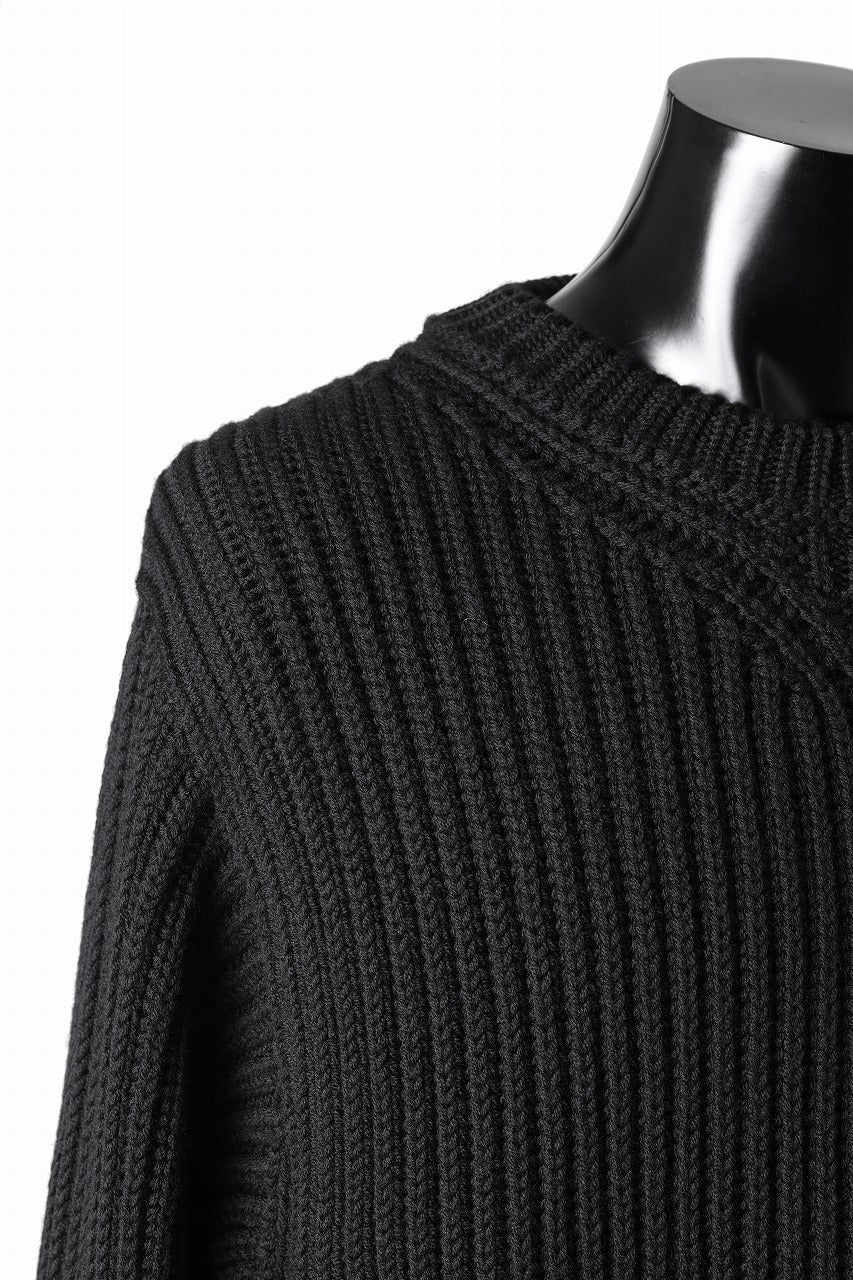 画像をギャラリービューアに読み込む, Ten c RIB SWEATER / MERINO WOOL EXTRA FINE (BLACK)