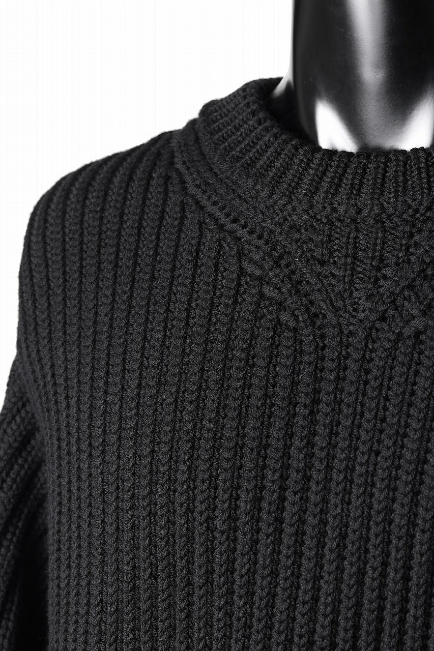 Load image into Gallery viewer, Ten c RIB SWEATER / MERINO WOOL EXTRA FINE (BLACK)