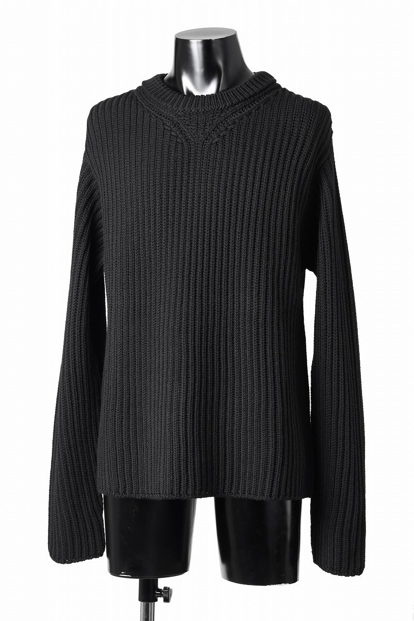 Ten c RIB SWEATER / MERINO WOOL EXTRA FINE (BLACK)