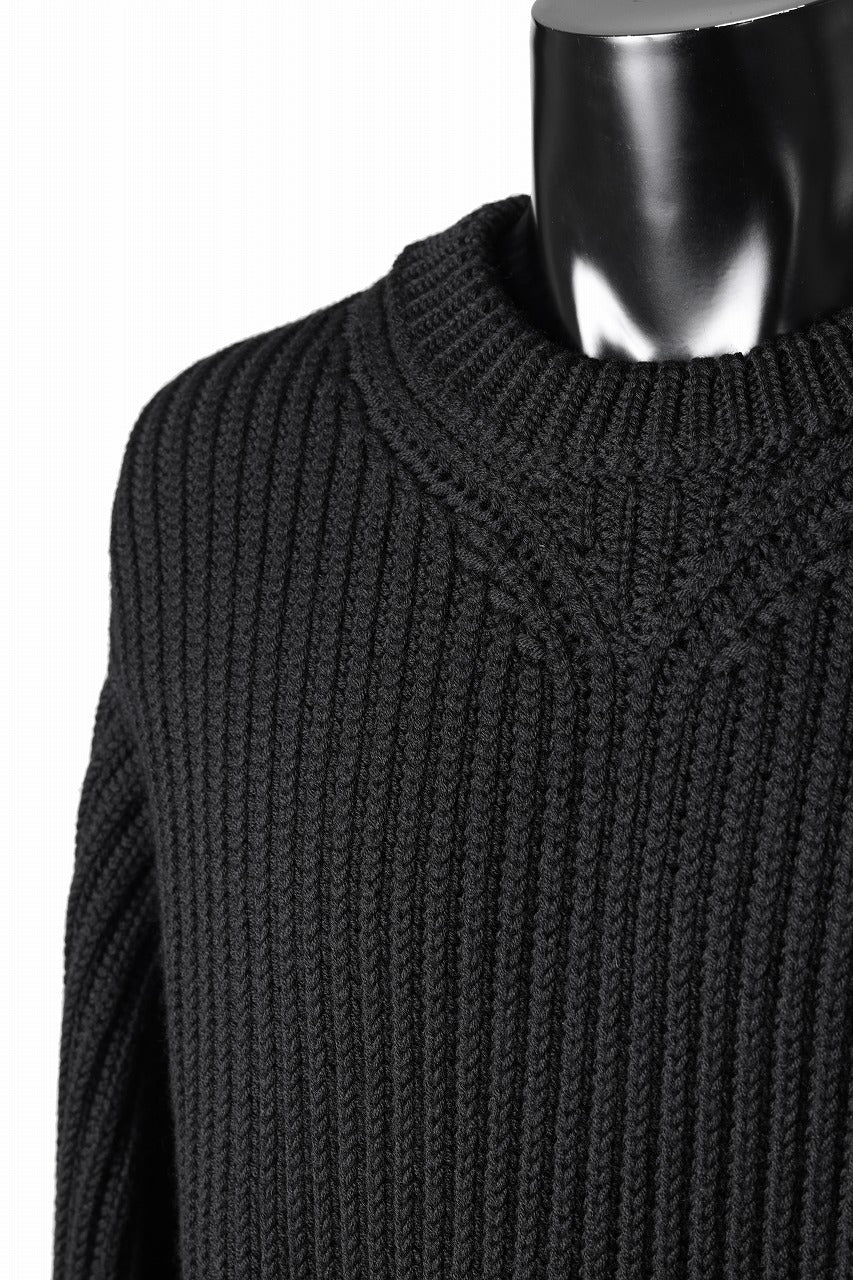 画像をギャラリービューアに読み込む, Ten c RIB SWEATER / MERINO WOOL EXTRA FINE (BLACK)