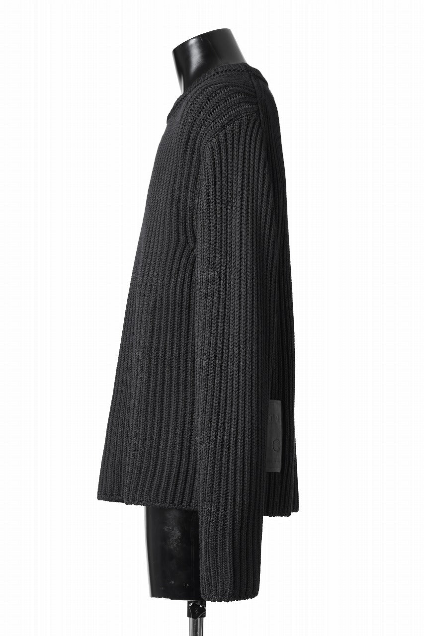 画像をギャラリービューアに読み込む, Ten c RIB SWEATER / MERINO WOOL EXTRA FINE (BLACK)