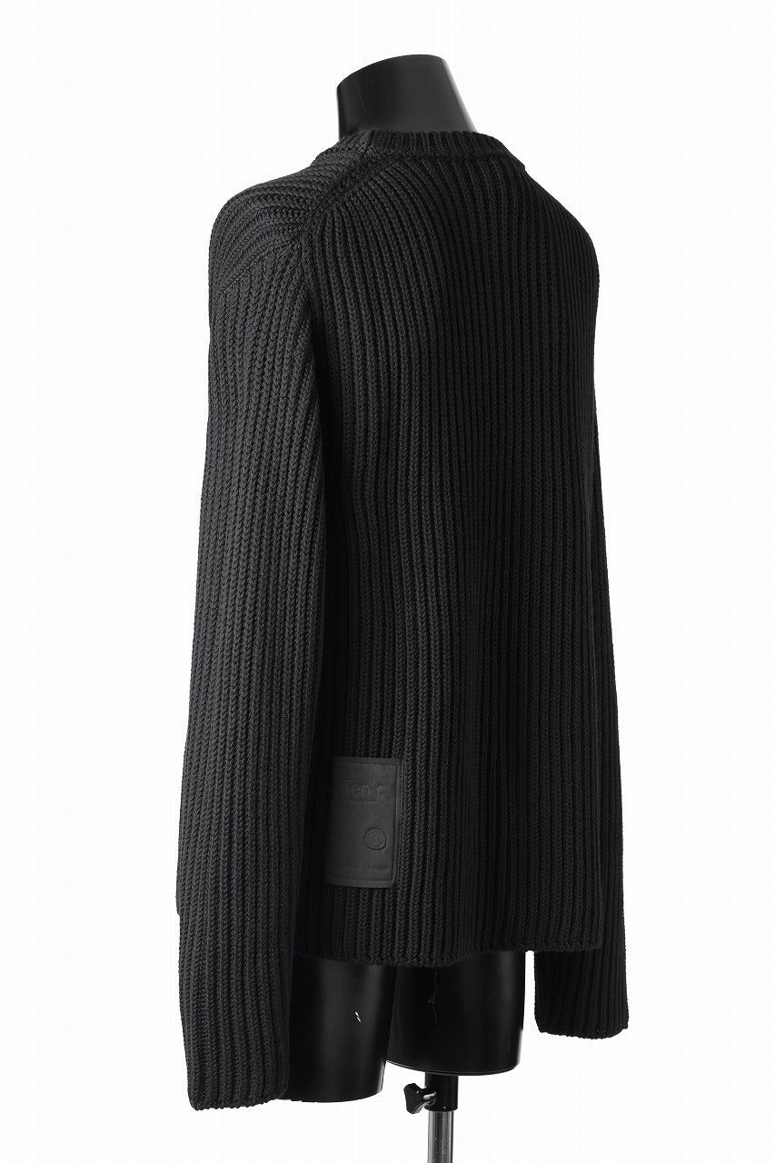 Ten c RIB SWEATER / MERINO WOOL EXTRA FINE (BLACK)