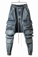A.F ARTEFACT EASY SARROUEL MILITARY POCKET PANTS / FADED AGEING DENIM (INDIGO)
