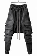 A.F ARTEFACT EASY SARROUEL MILITARY POCKET PANTS / FADED AGEING DENIM (BLACK)