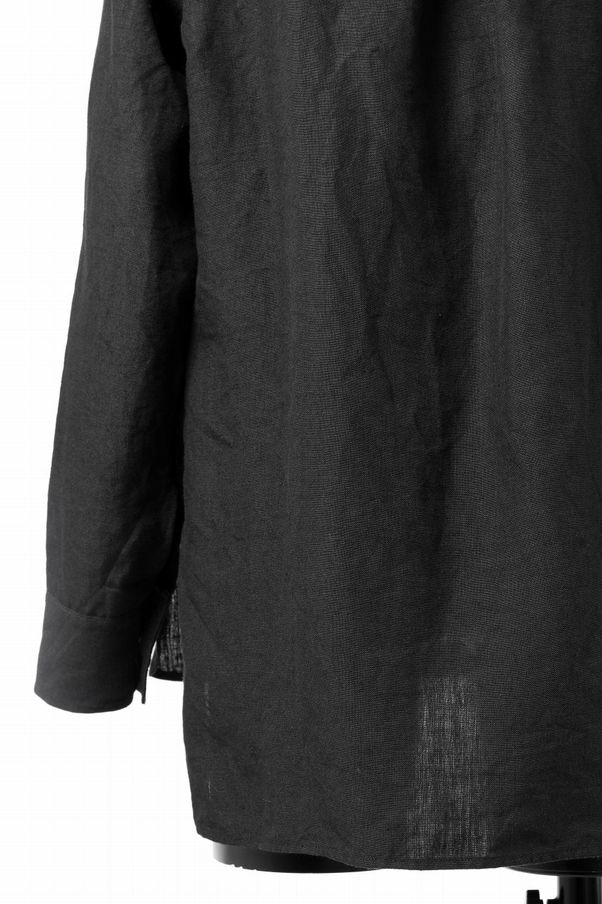 sus-sous sleeping shirts / 25/1 linen natural washer (BLACK)