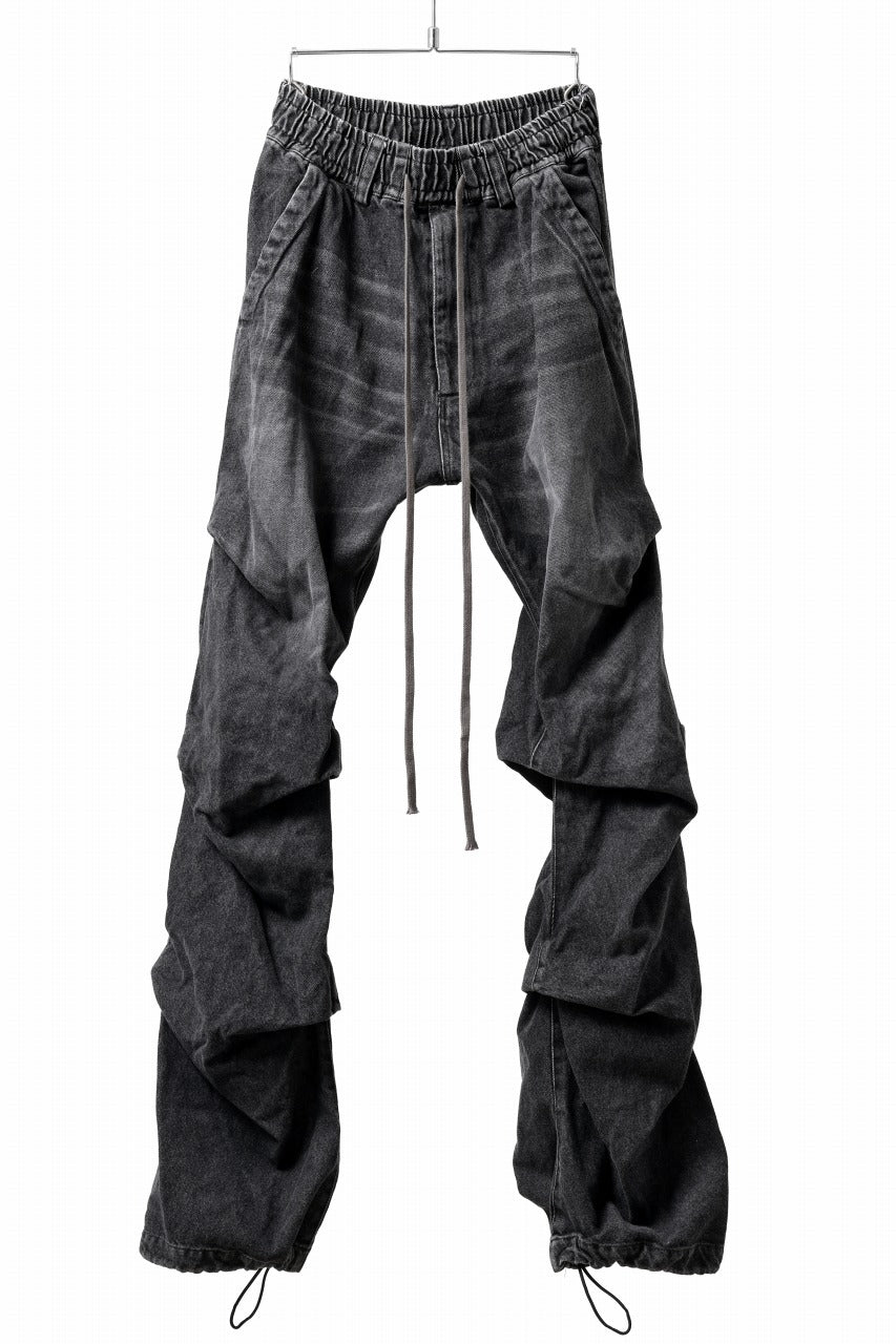 A.F ARTEFACT TUCK SLIM BAGGY PANTS / FADED DENIM (DAMAGE BLACK)