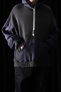 Load image into Gallery viewer, FULLCOUNT FADING DOUBLE FACE SWEAT HOODIE (EGG PLANT x BLACK)
