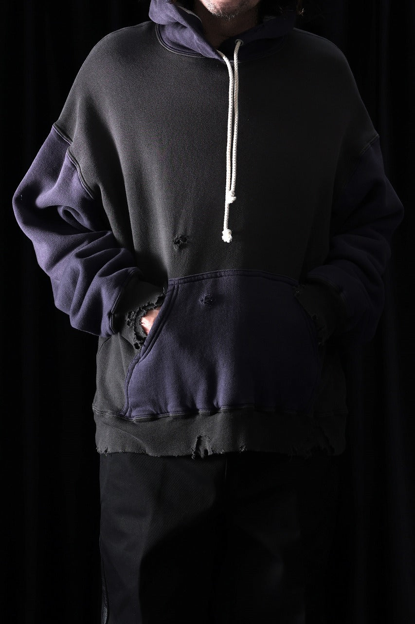 Load image into Gallery viewer, FULLCOUNT FADING DOUBLE FACE SWEAT HOODIE (EGG PLANT x BLACK)