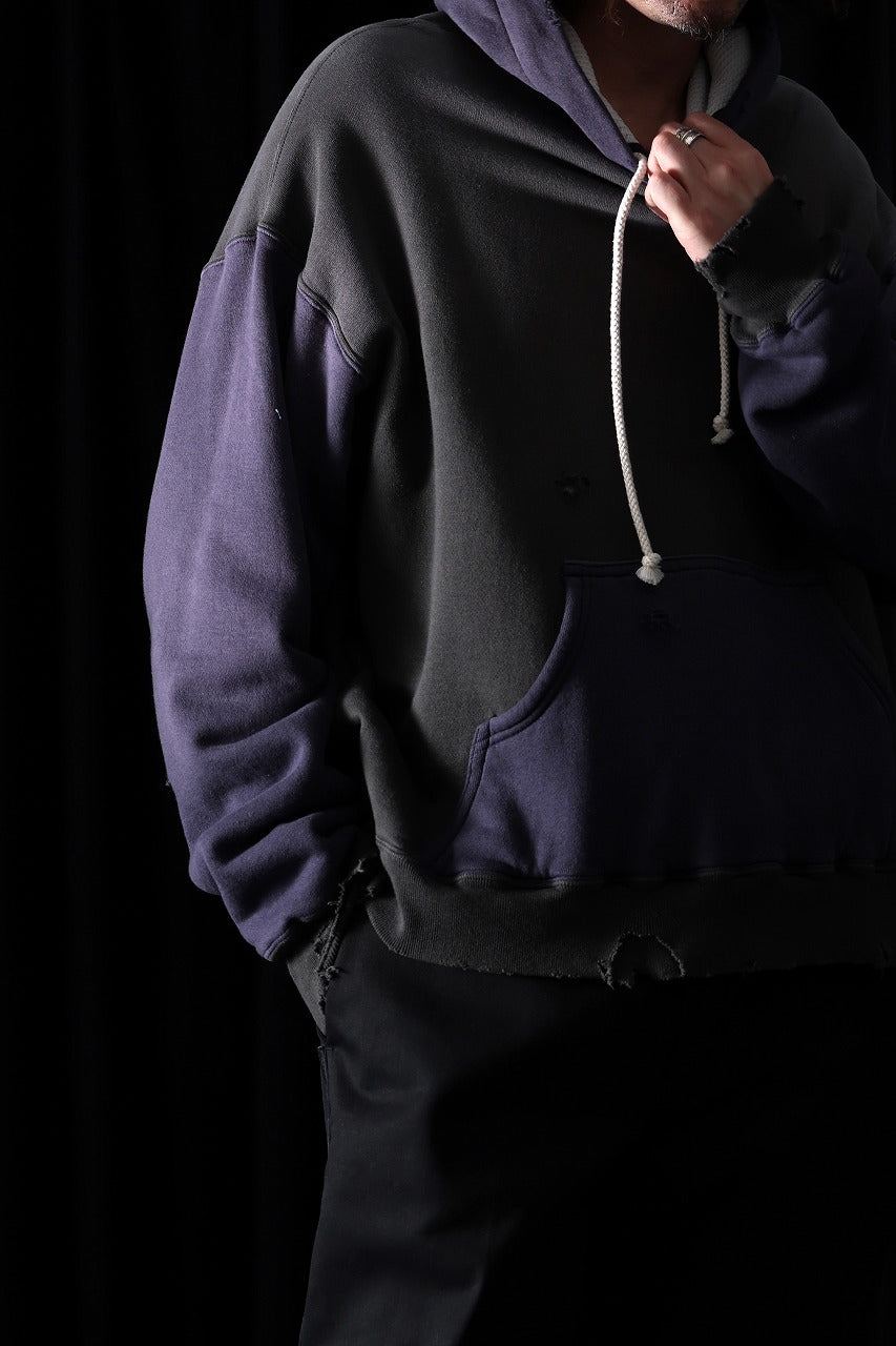 Load image into Gallery viewer, FULLCOUNT FADING DOUBLE FACE SWEAT HOODIE (EGG PLANT x BLACK)