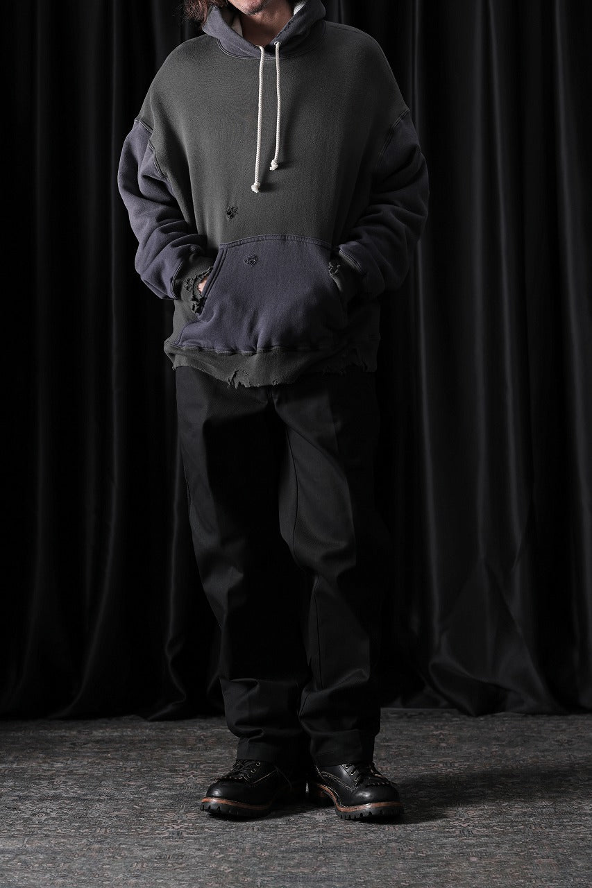 Load image into Gallery viewer, FULLCOUNT FADING DOUBLE FACE SWEAT HOODIE (EGG PLANT x BLACK)