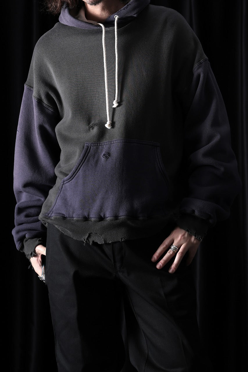 Load image into Gallery viewer, FULLCOUNT FADING DOUBLE FACE SWEAT HOODIE (EGG PLANT x BLACK)