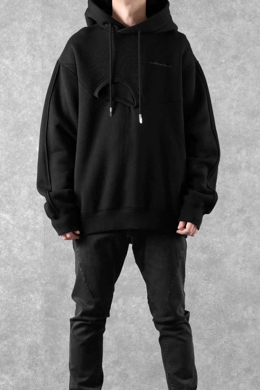 Load image into Gallery viewer, Feng Chen Wang 2 IN 1 HOODIE WITH FELTED BACKING (BLACK)