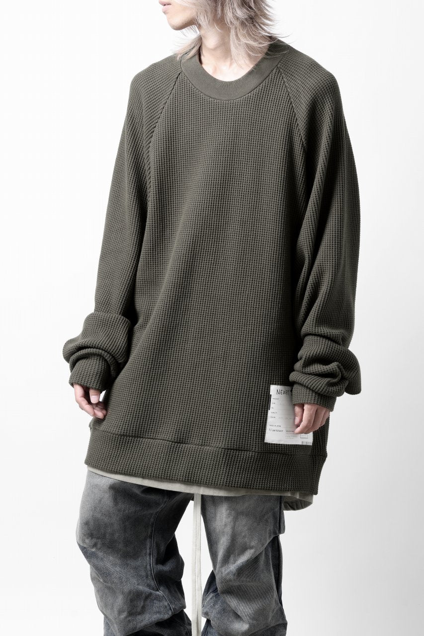 A.F ARTEFACT OVER SIZED DOLMAN LONG PULL OVER / WAFFLE COTTON JERSEY (KHAKI)