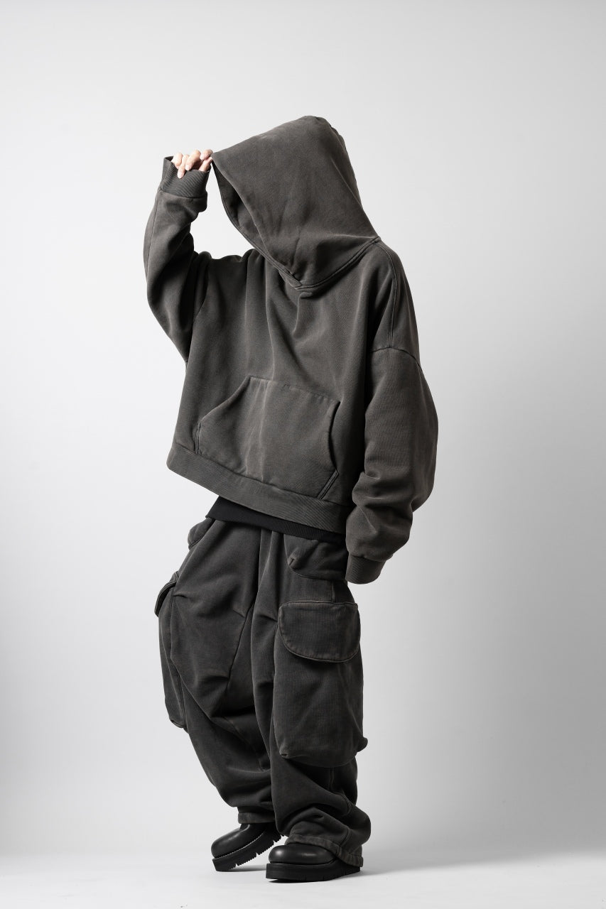 entire studios HEAVY HOOD SWEAT PULLOVER (WASHED BLACK)