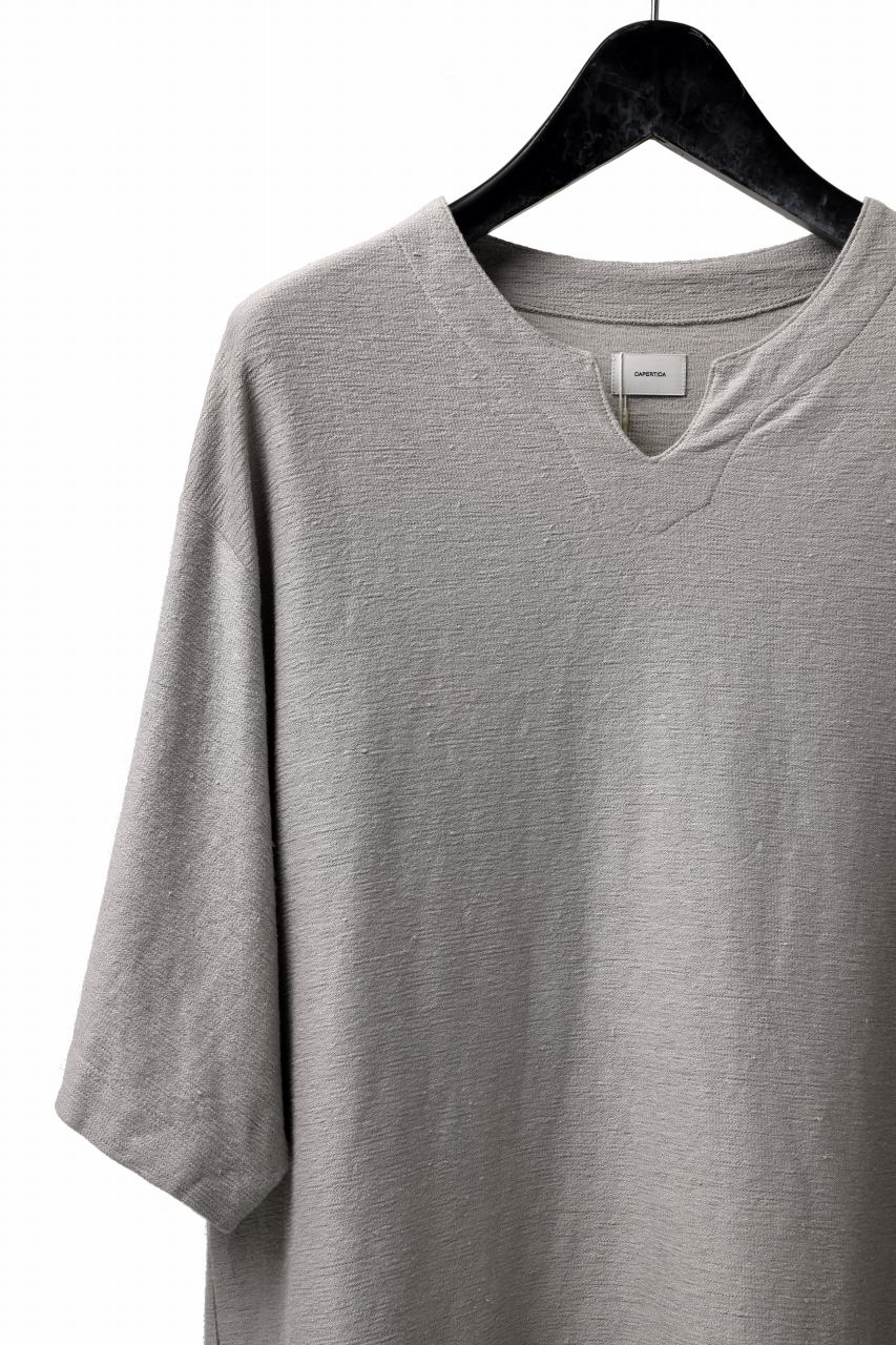 画像をギャラリービューアに読み込む, CAPERTICA KEY NECK TEE / LINEN HEAVY JERSEY (LIGHT GREY)